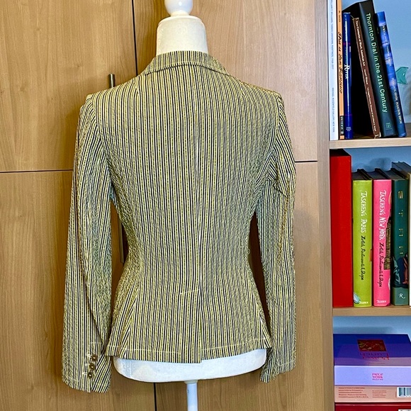 Rivamonti (Cucinelli) cotton blue and green striped seersucker blazer - Picture 2 of 9